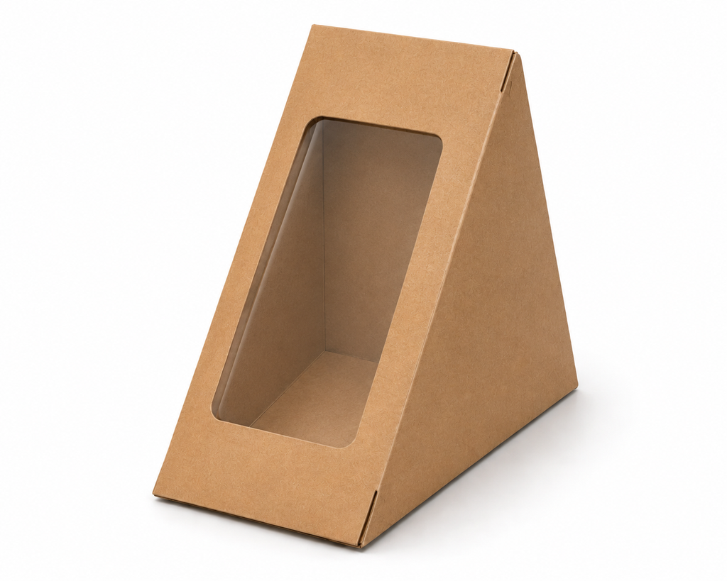 Kraft Sandwich Wedge Box with Clear Window