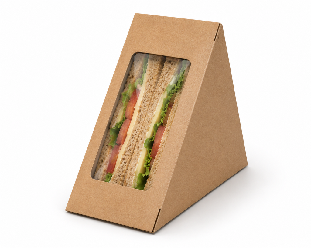 Kraft Sandwich Wedge Box with Clear Window