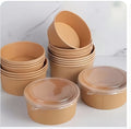 Round Kraft Paper bowl with Clear lid -50pcs
